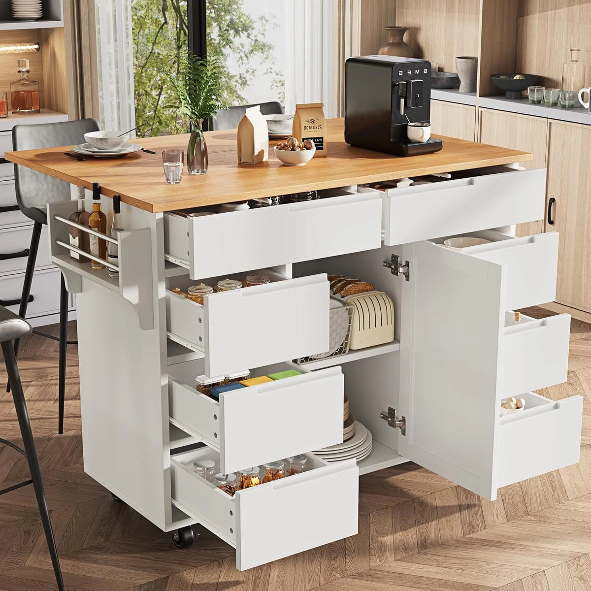 Armoire de rangement: avec rangement, avec tiroirs, avec roulettes, 8 tiroirs, extensible