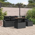 Ensemble de canapés de jardin avec espace de rangement — modulaire, avec rangement, 6 pièces, noir, en résine tressée