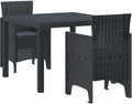 Ensemble de meubles de jardin 3 pièces: résistant aux intempéries, anthracite, en résine tressée