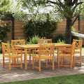 Salon de jardin et ensemble lounge: en bois, 7 pièces, 6 places, marron, en bois massif