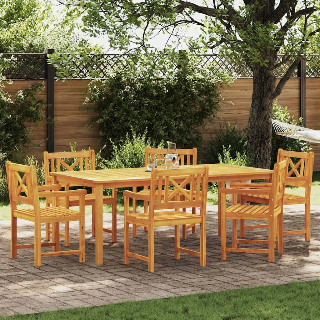 Salon de jardin et ensemble lounge: en bois, 7 pièces, 6 places, marron, en bois massif