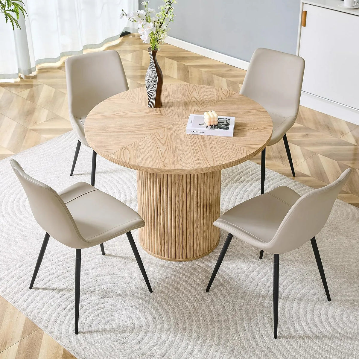 Chaise – lavable, en cuir, 5 pièces, 100 cm, gris