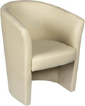 Chaise – en cuir, avec accoudoirs, beige