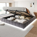 Lit capitonné 180 x 200 cm avec coffre de lit – avec rangement, 180 × 200 cm, gris
