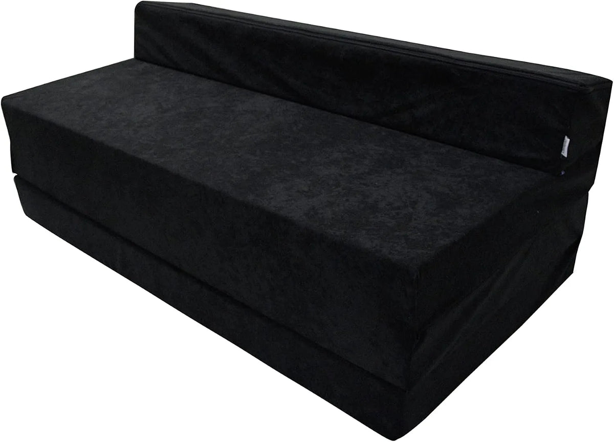 Matelas: rembourrage en mousse, format compact, convertible, pliable, 200×120×10 cm, noir