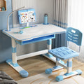 Bureau et table informatique – pour enfant, avec tiroirs, réglable, affichage LED, 3-18 ans, bleu, inclinable
