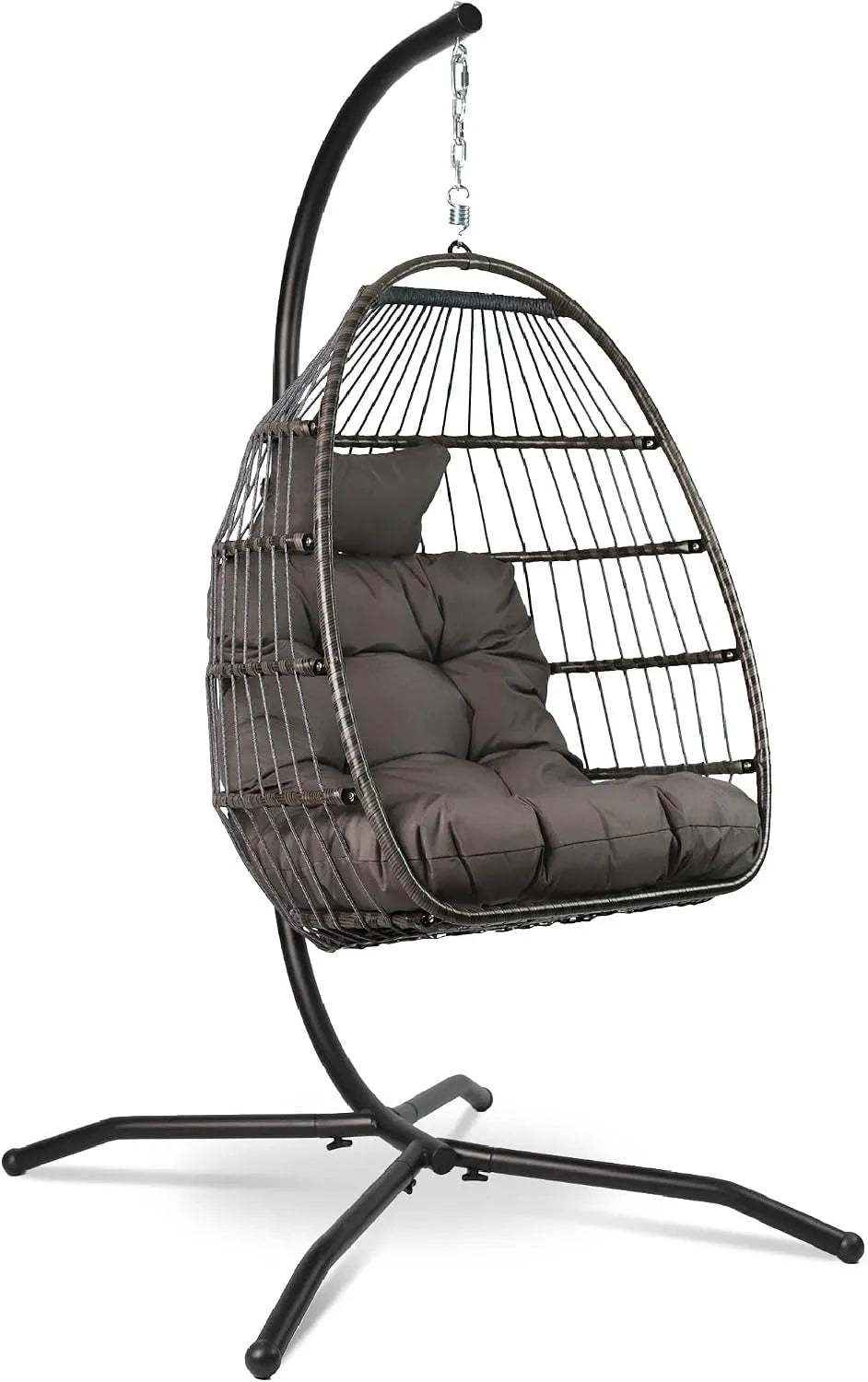 Chaise — en acier, avec coussins, pliable, 150 kg, en résine tressée