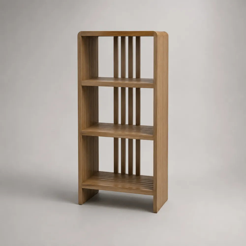 Étagère bibliothèque 60 x 30 x 120 cm en bambou naturel avec 3 niveaux ouverts structure rectangulaire
