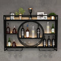 Étagère Murale Industrielle pour Bouteilles et Verres - Métal Noir