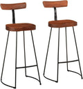 Lot de 2 Tabourets de Bar en Bois de Manguier Massif 49x43x103 cm