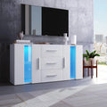 Meuble TV LED Merax, Blanc, 140 cm, Modernité pour Salon