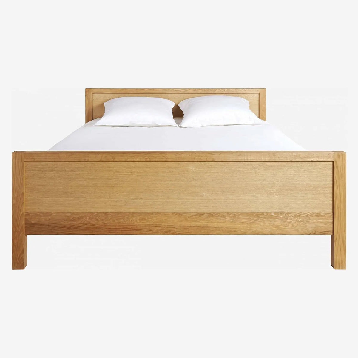 Grand Lit Double en Chêne Massif 180 x 200 cm - Finition Naturelle Hanita