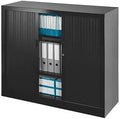 Armoire Basse Monobloc à Rideaux 100x120 cm Noire - VINCO