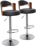 Ensemble de 2 Tabourets de Bar en Polyuréthane et Bois, Noisette/Noir