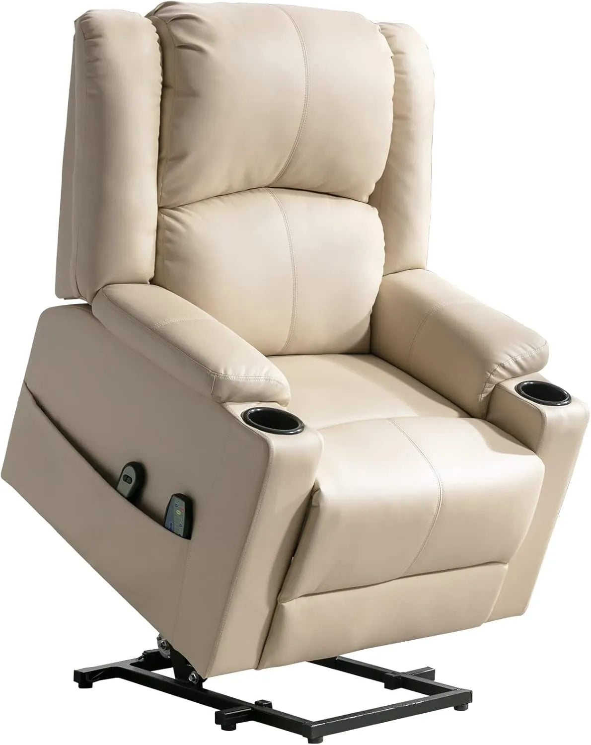 Fauteuil Électrique Relax Comhoma avec Massage et Assistance, Réglable et Confortable - Idéal pour Séniors, Beige/Blanc