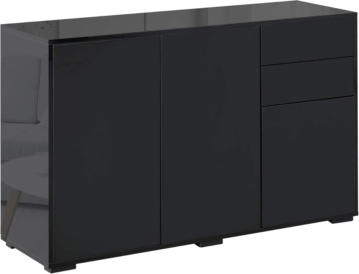 Buffet de Rangement HOMCOM avec Tiroirs et Portes Réglables, Noir