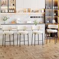 Set de 4 Tabourets de Bar Blancs, Chaises de Cuisine avec Dossier et Repose-Pieds, Hauteur 63.5 cm