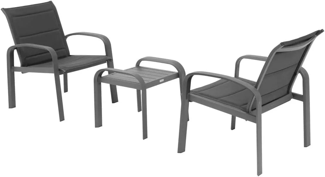 Ensemble de Jardin Duo Elyn 2 Places - Aluminium et Textilène - Anthracite - Table Basse Incluse