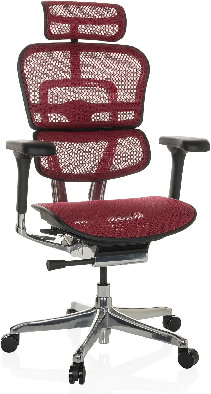 Chaise de Bureau Ergonomique GEN2 avec Support Lombaire, Siège 24h Confort, Filet Rouge