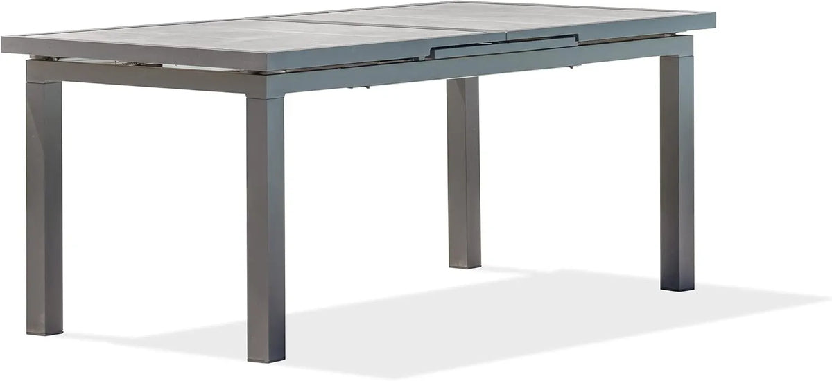 Table de jardin en aluminium anthracite avec plateau en céramique grise VENISE - DCB GARDEN