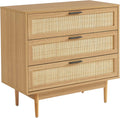 Commode en Chêne et Rotin avec 3 Tiroirs 80 cm - Style Amana