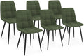 Ensemble de 6 Chaises Mila en Velours Vert Kaki pour Salle à Manger