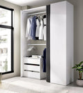 Armoire Sciliar en Blanc et Anthracite, 141x52x205 cm - Cintre Ouvert Moderne