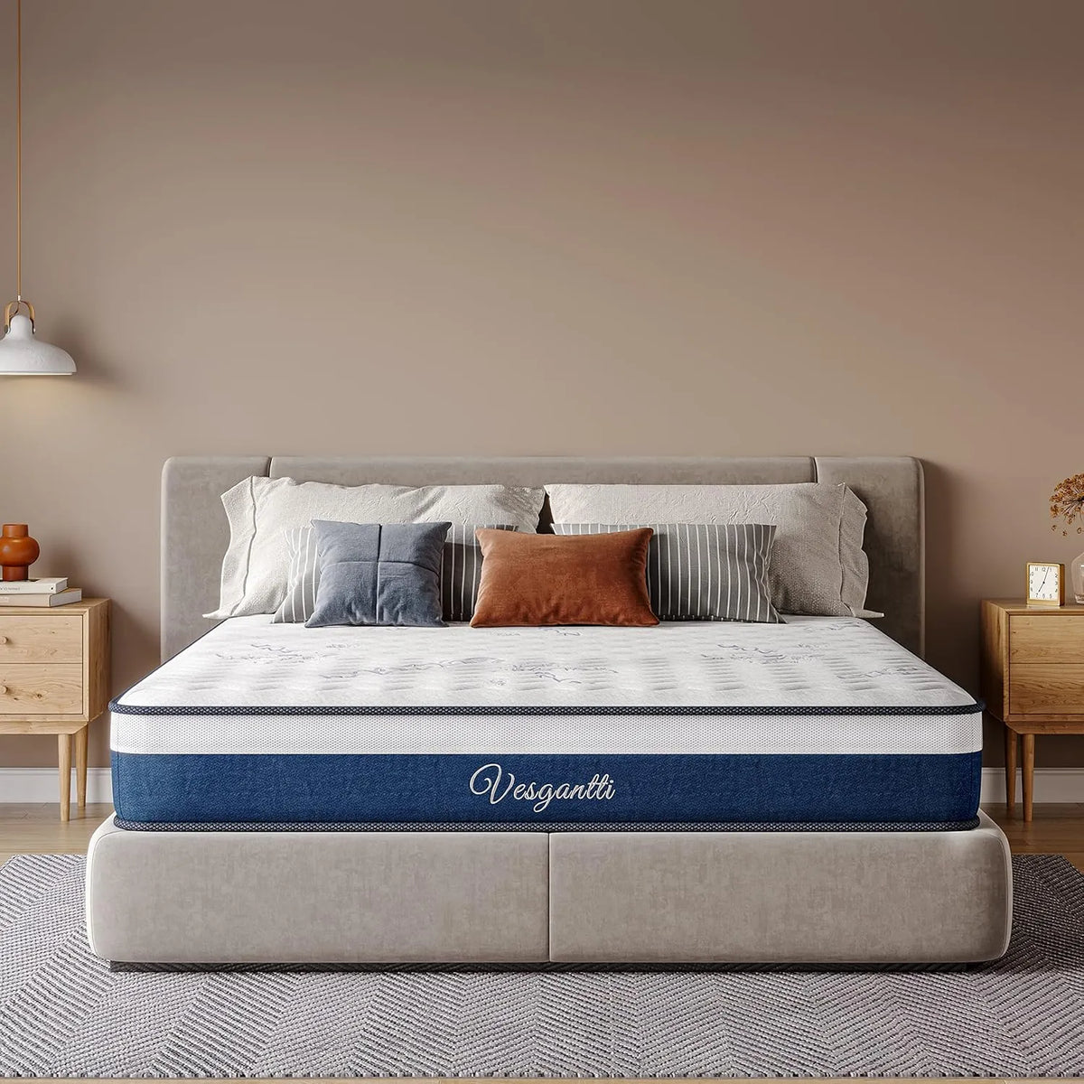 Matelas Ergonomique 160x200cm Vesgantti, Ressorts 7 Zones, Mousse à Mémoire, Anti-Allergique