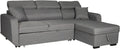 Canapé d'Angle Convertible 3 Places en Tissu Gris avec Méridienne Réversible, Appuie-tête Ajustable et Espace de Rangement - Modèle Warren