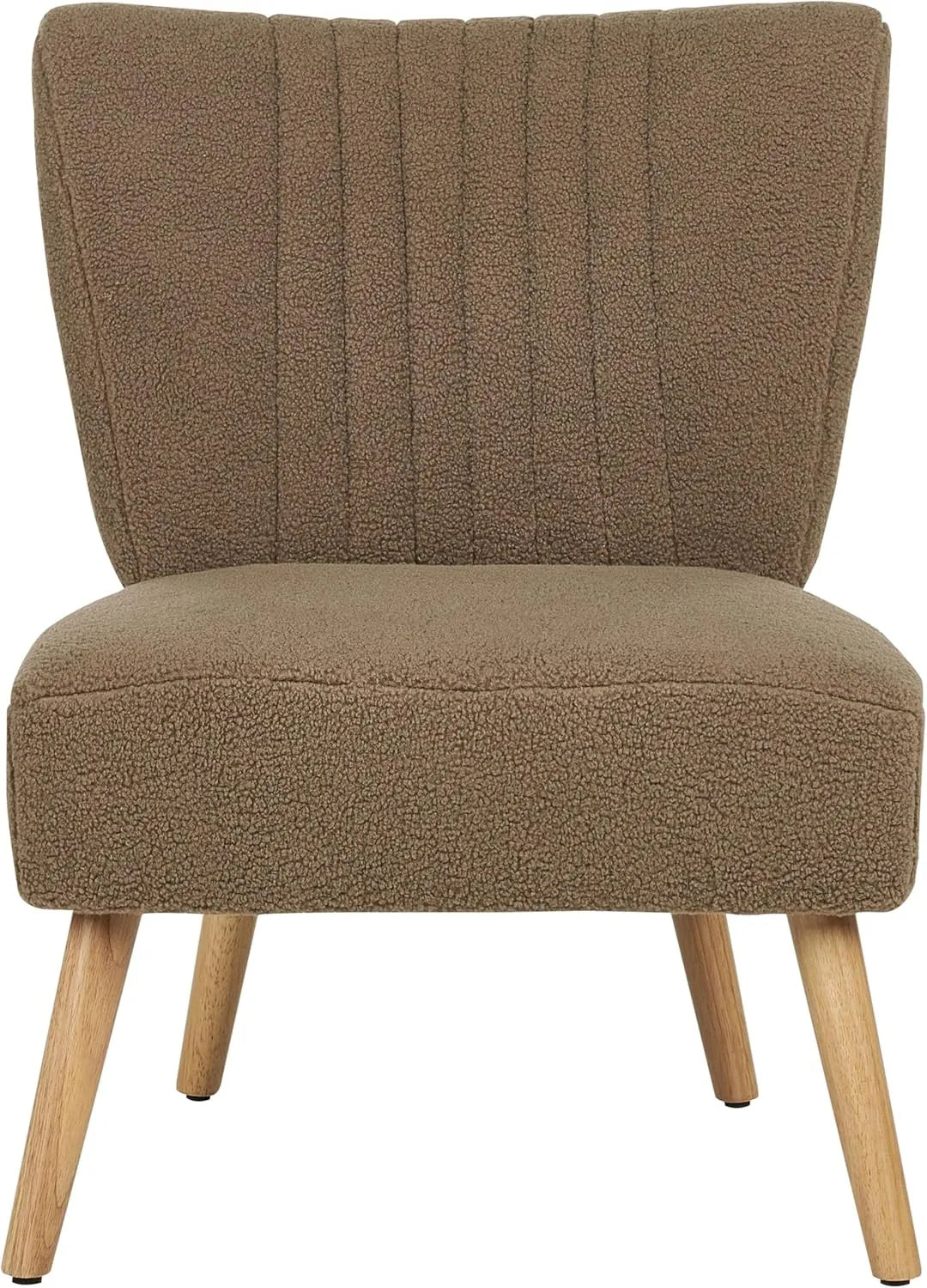 Fauteuil Moderne en Tissu Bouclé Marron sans Accoudoirs Vaasa