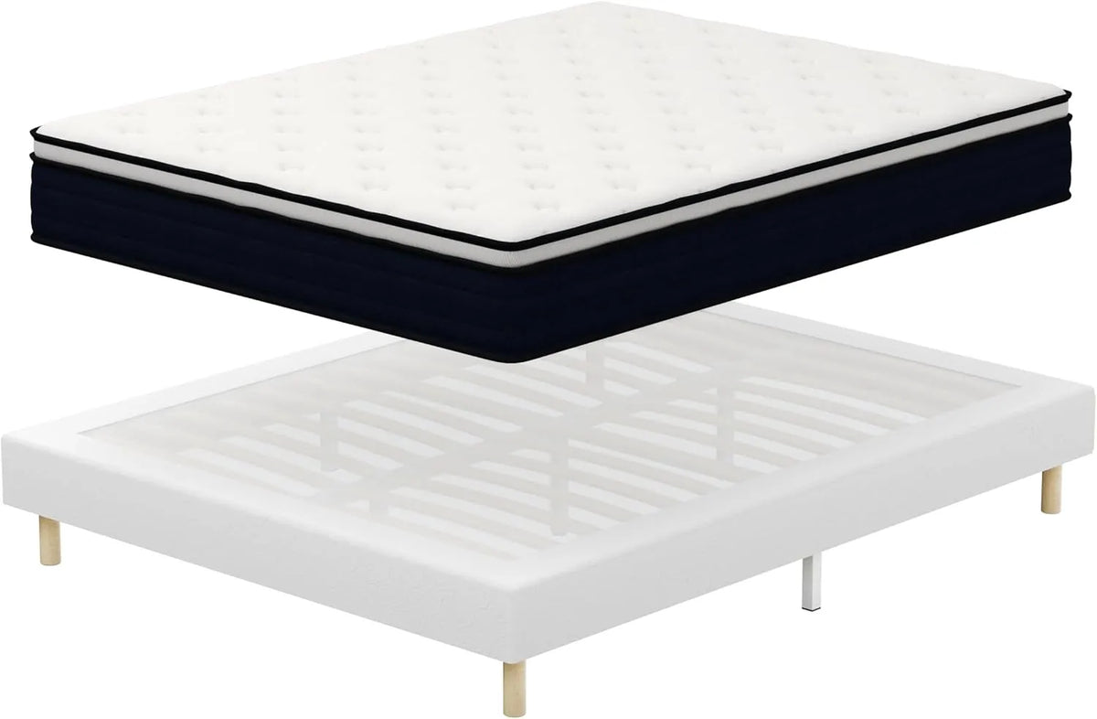 Ensemble Matelas et Sommier 160x200 avec Ressorts et Mémoire de Forme
