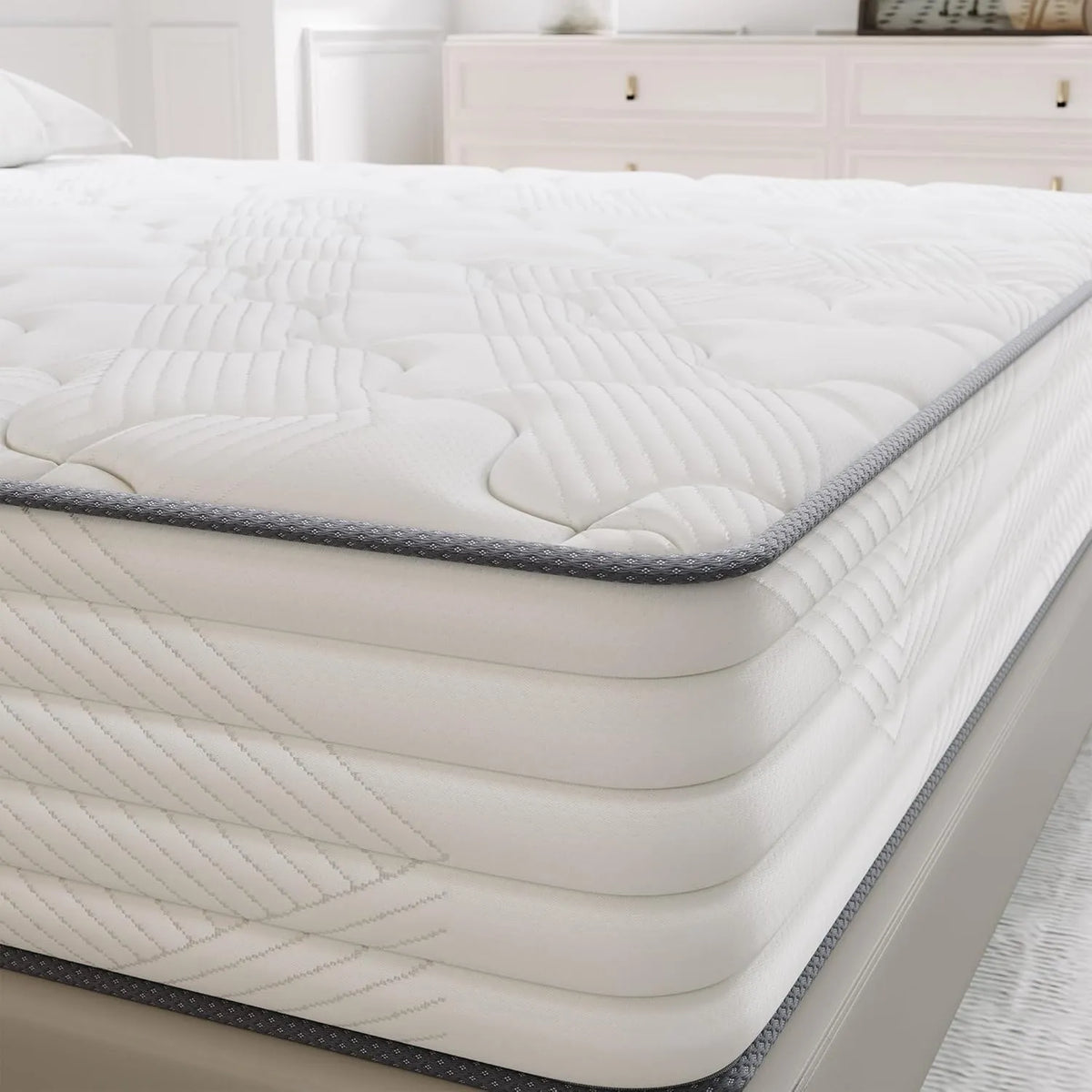 Matelas Hybride 140x200 cm, Ressorts Ensachés, Soutien Ergonomique 7 Zones, Ferme H3, Certifié Oeko-Tex