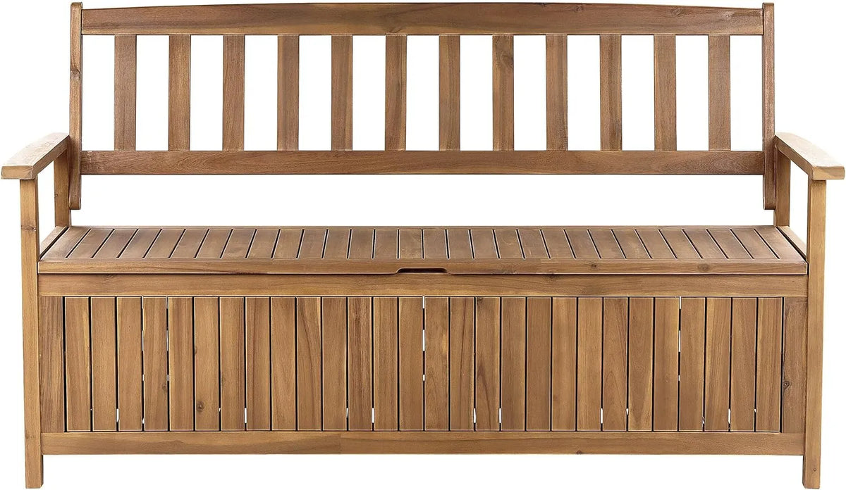 Banc de Jardin en Acacia 120 cm avec Coffre de Rangement - Marron