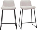 Miliboo Lot de 2 Tabourets de Bar H65 cm en Velours Beige et Métal