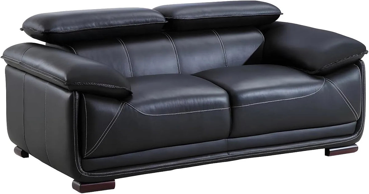 Canapé en Cuir 2 Places MACELO - Design Élégant Noir