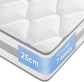 Matelas 140x200 cm 10 Couches, Ressorts Ensachés, 25 cm Hauteur, Soutien 7 Zones, Ergonomique, Durable, Réversible, Fermeté Moyenne