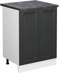 Armoire de Cuisine Vicco R-Line, 60 cm, Style Campagne Anthracite et Blanc