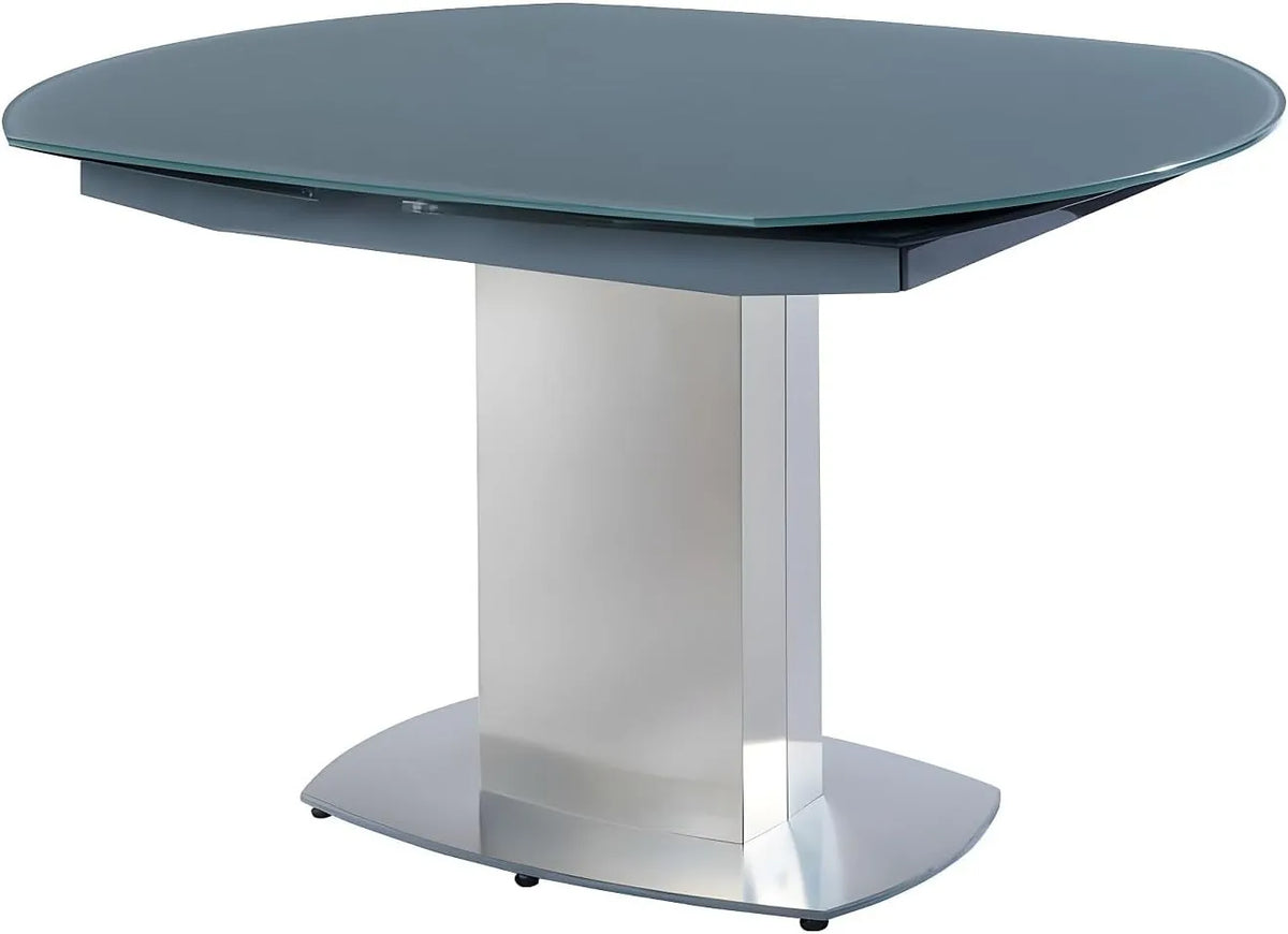 Table à Manger Extensible TALICIA - Verre Trempé et Métal - Pour 6 à 8 Personnes - Gris Élégant
