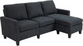 Canapé d'Angle Réversible en Tissu Gris Foncé pour Salon ou Bureau, 3 Places, 197 x 139 x 91 cm - HOMCOM