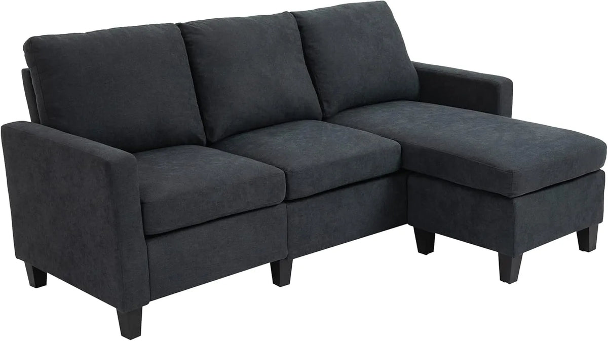 Canapé d'Angle Réversible en Tissu Gris Foncé pour Salon ou Bureau, 3 Places, 197 x 139 x 91 cm - HOMCOM