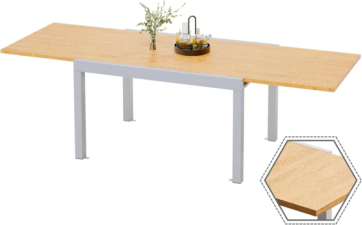 Table de Jardin Extensible en Aluminium Anti-UV, 130-260 cm, Beige