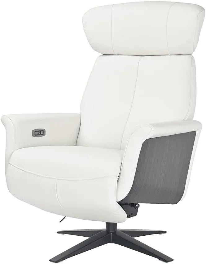 Fauteuil Relaxation Électrique Deux Moteurs en Cuir Blanc
