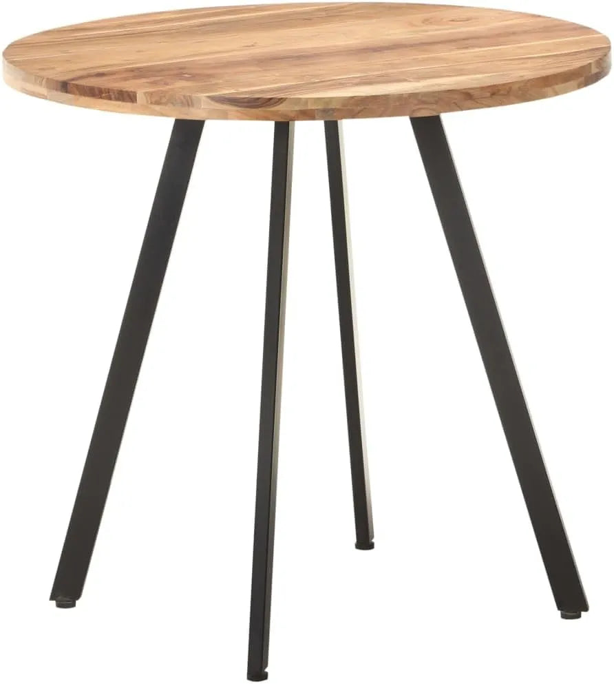 Table à manger ronde en bois d'acacia et métal, 80 cm, design industriel, robuste et durable