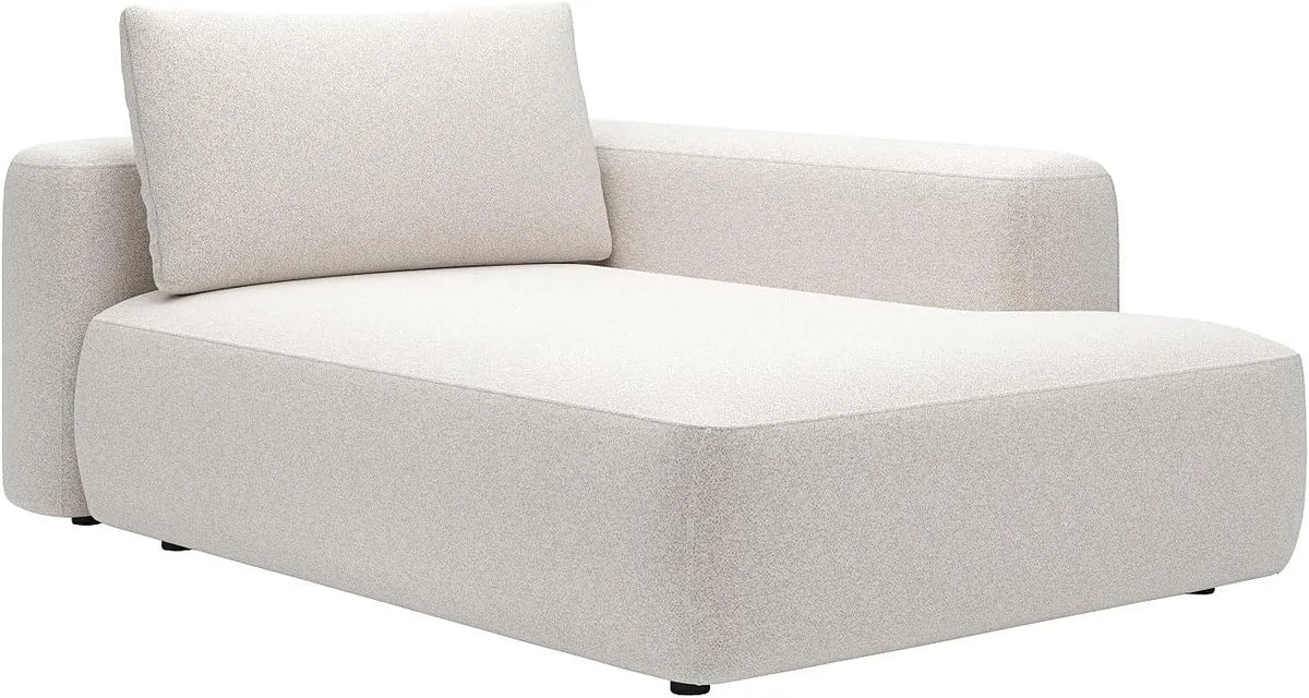 Canapé d'Angle Droit en Tissu Crème Texturé DAVISO