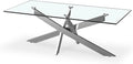 Table Basse Rectangulaire en Verre avec Pieds Chromés - Design Moderne Alix