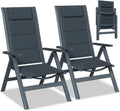 Ensemble de 2 Chaises de Jardin Pliantes en Aluminium - Dossier Réglable 7 Positions, Idéales pour Terrasse et Piscine