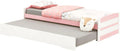 Lit Gigogne Enfant Lorena avec Tiroir, 90x190 cm, Pin Massif Blanc et Rose