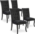 Ensemble de 4 Chaises Chaza Velours Noir Rembourrées Élégantes