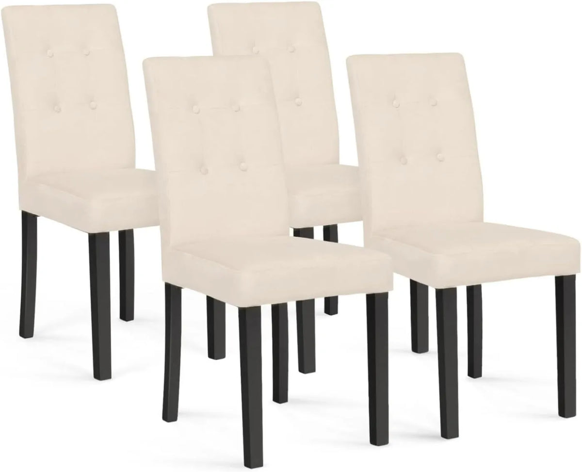 Chaises de Salle à Manger Velours Beige avec Pieds Noirs - Lot de 4