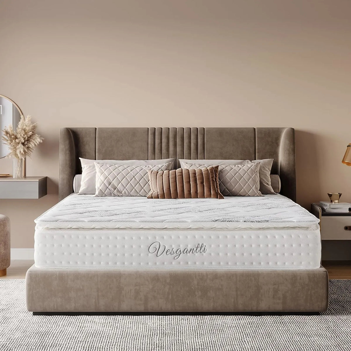 Matelas 120x190 cm avec Mousse Mémoire et Ressorts Ensachés - 7 Zones de Confort